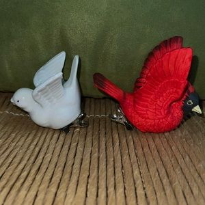 Pair of Vintage China Clip on Bird Ornaments- Used SFH VGC